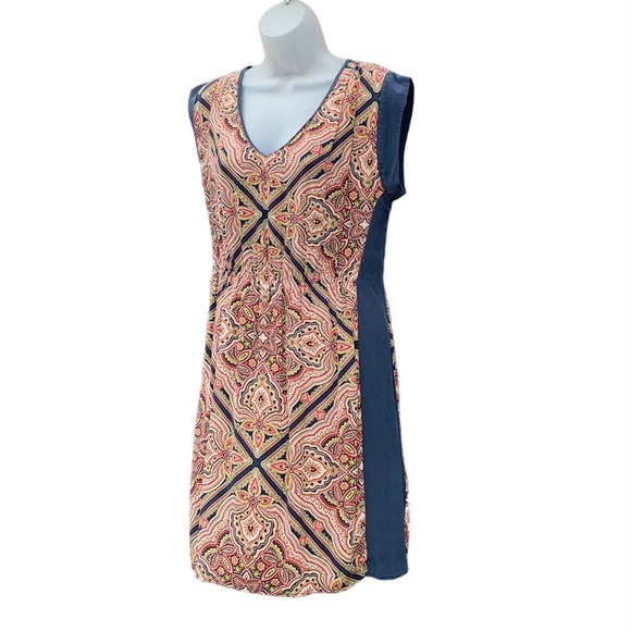 KOOKAI Blue Floral Silk Drop Shoulder V Neck Sheath Dress 42 / US 10‎ - Picture 3 of 12